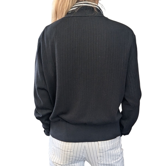 J.Crew Black Cotton Viscose Button Front Cardigan Sweater Size L Classic - Picture 8 of 12